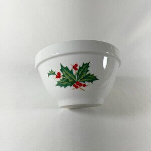 Christmas Ceramic Bowl Holly Design White  (5 “ Diameter) made by BIA